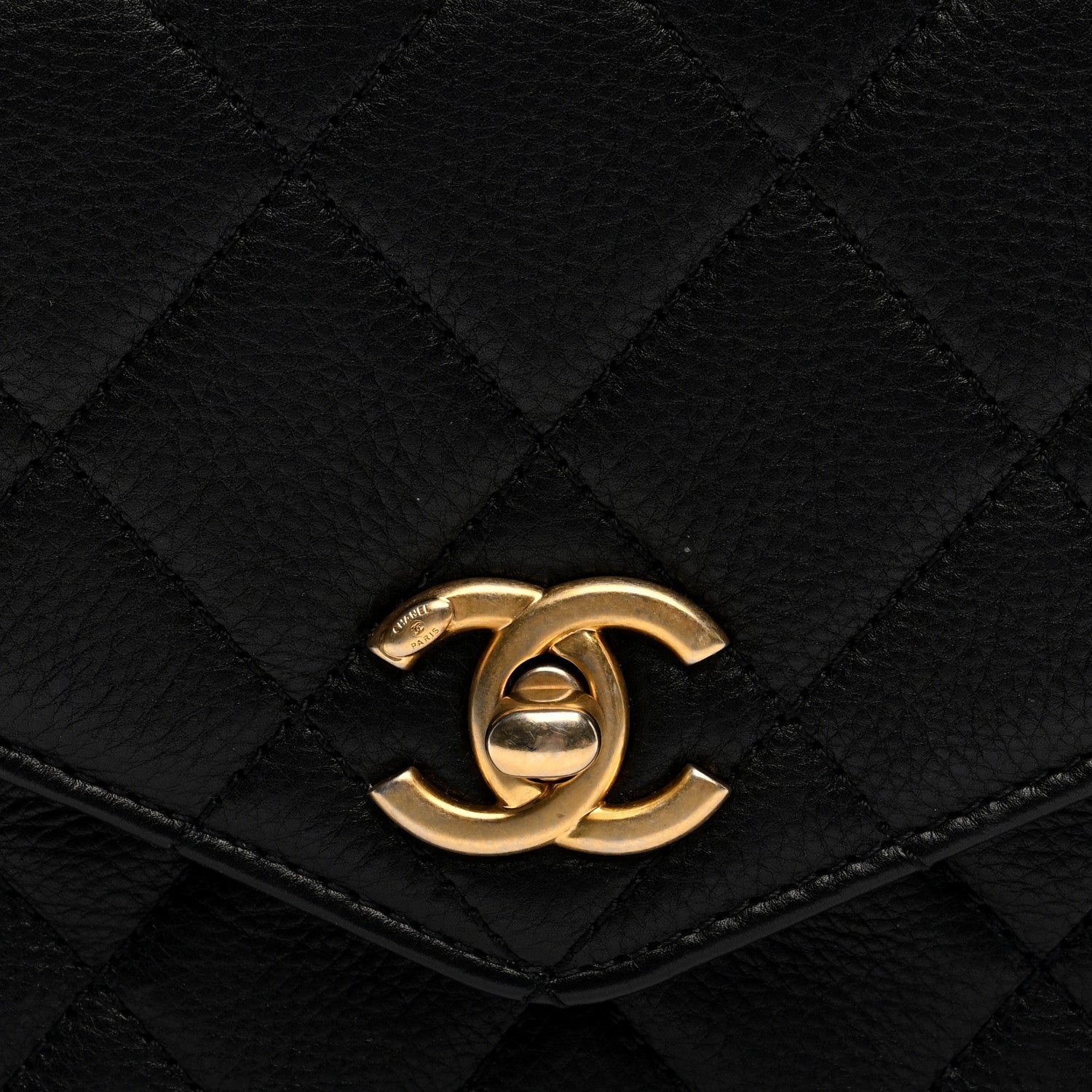 Calfskin Quilted Flap Waist Bag Black