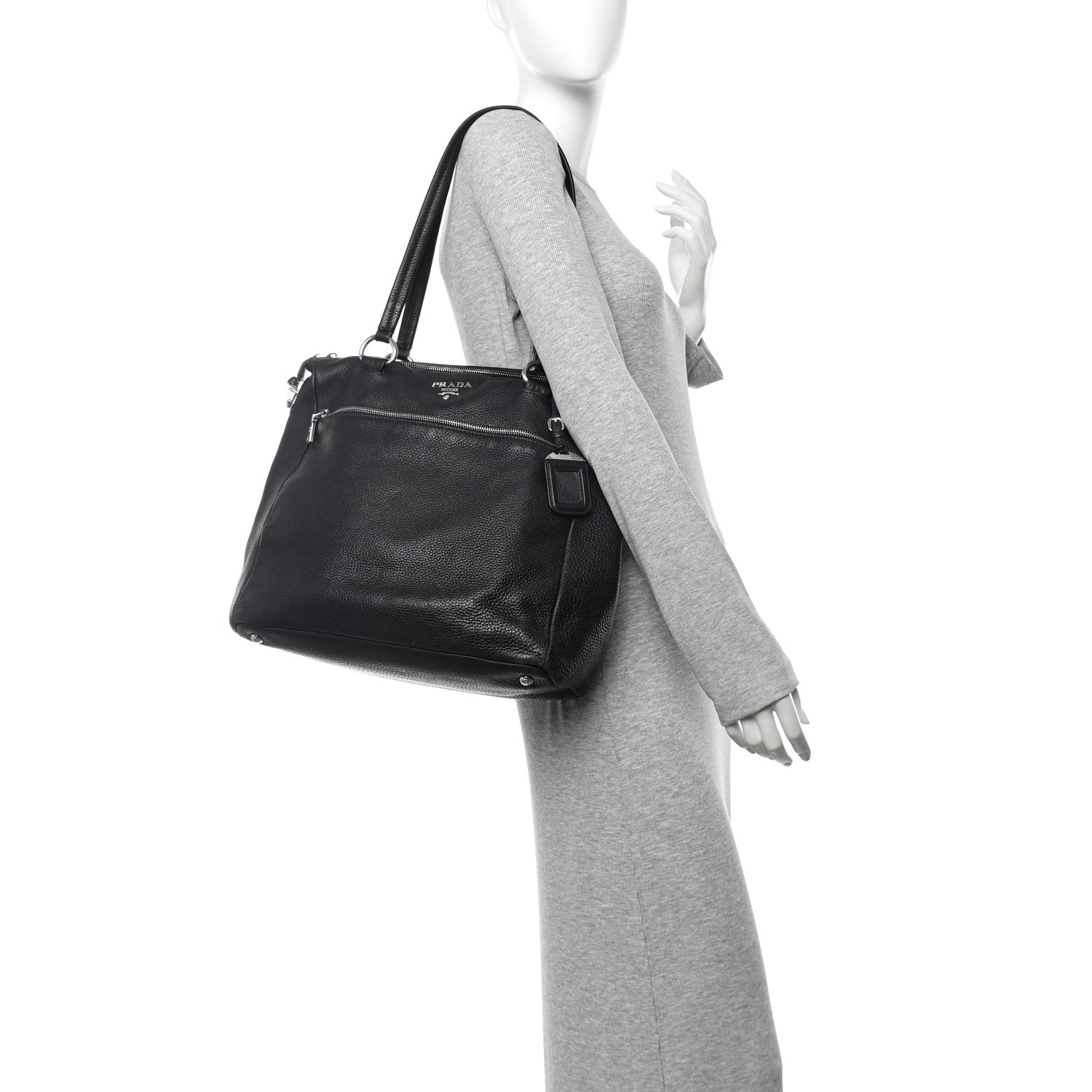Vitello Daino Shopping Tote Black