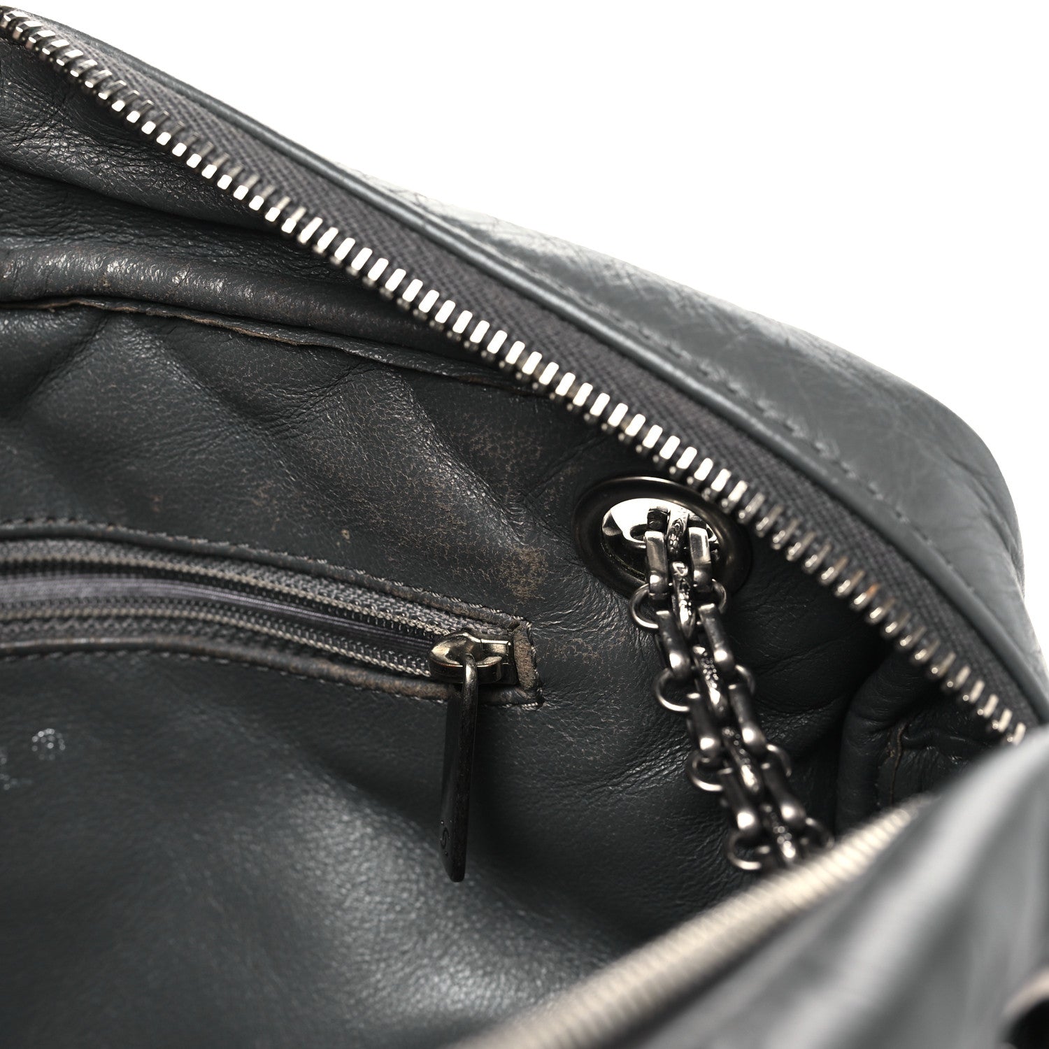 Aged Calfskin Quilted Medium Reissue Camera Case Grey