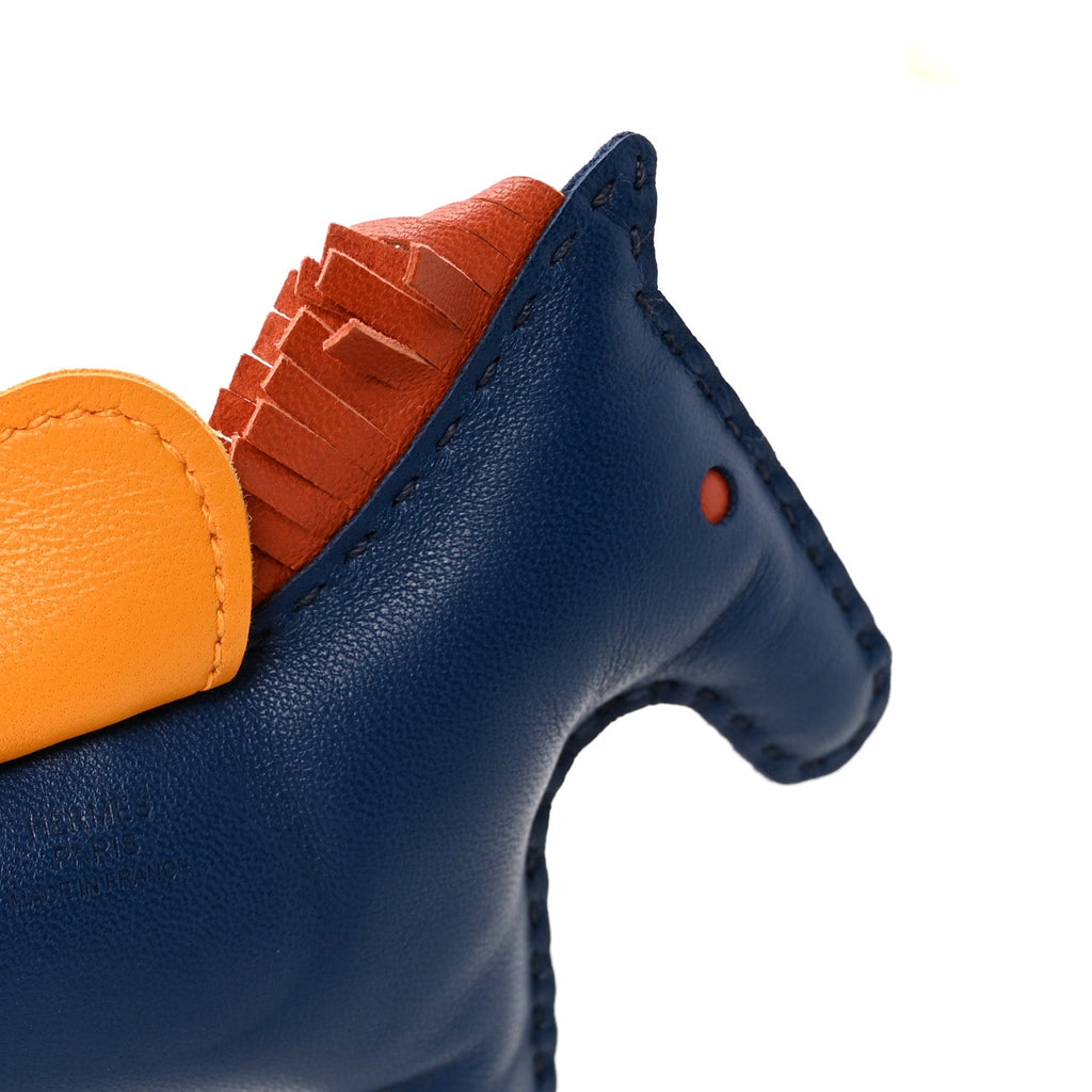Milo Lambskin Grigri Rodeo Horse Bag Charm MM Bleu De Malte Cornaline Jaune D'or