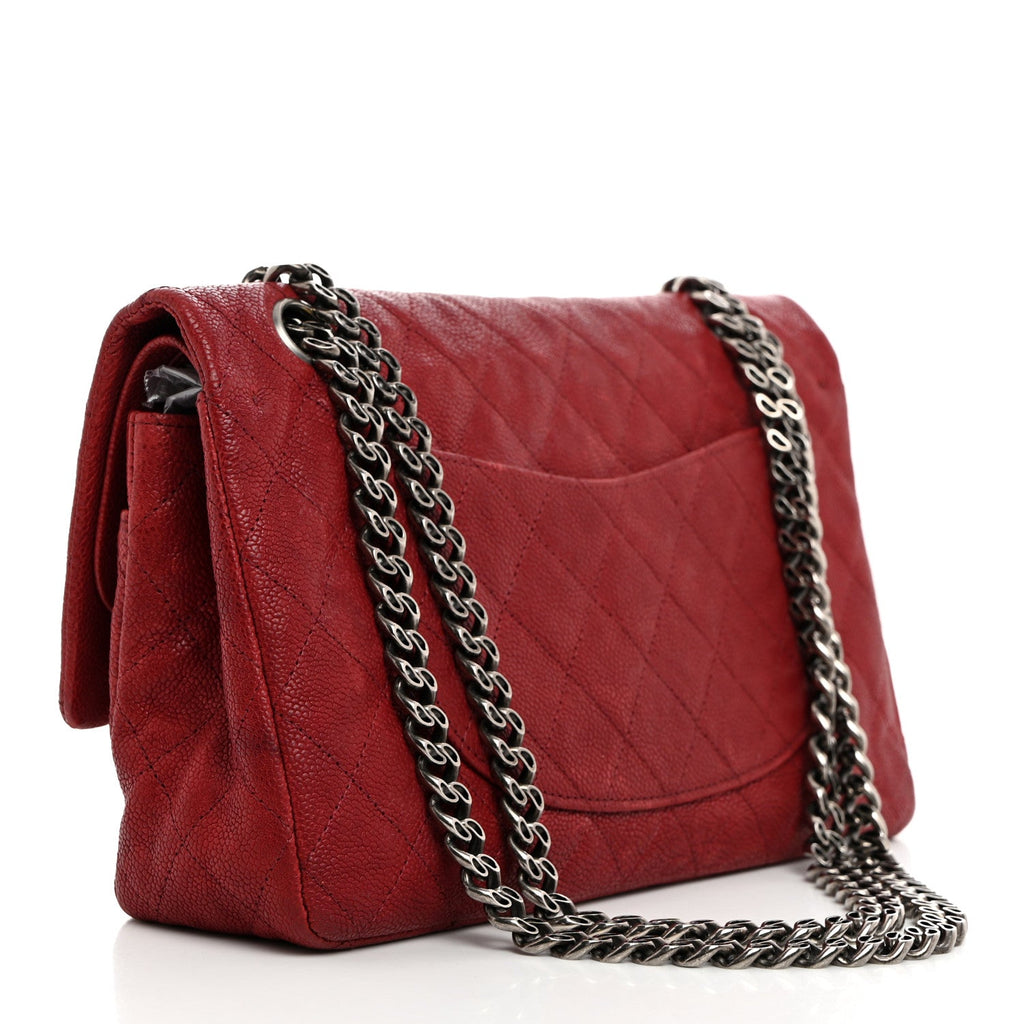 Washed Caviar Quilted 2.55 Reissue 225 Bijoux Chain Flap Red
