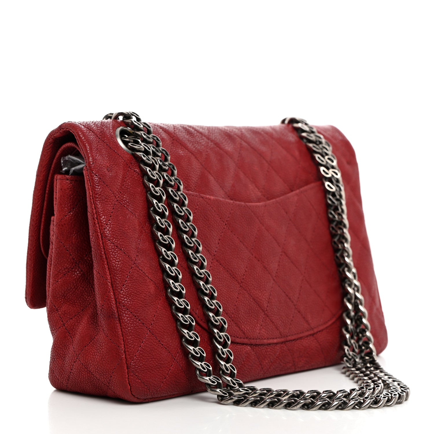 Washed Caviar Quilted 2.55 Reissue 225 Bijoux Chain Flap Red