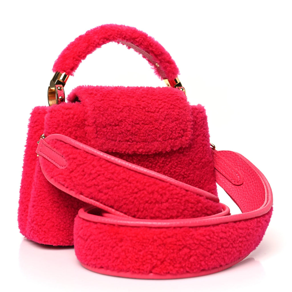 Shearling Calfskin Capucines Mini Pink