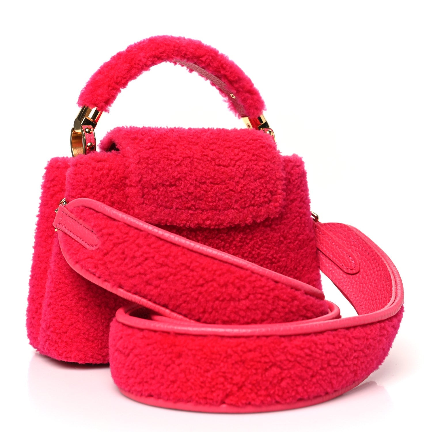 Shearling Calfskin Capucines Mini Pink