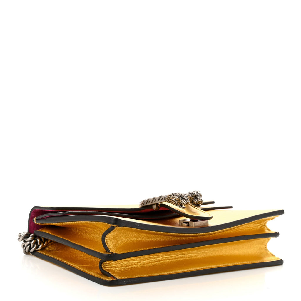 Metallic Calfskin Small Dionysus Shoulder Bag Gold