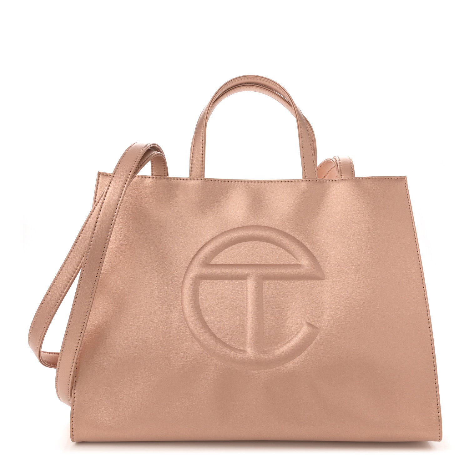 Metallic Vegan Leather Medium Shopping Bag Copper