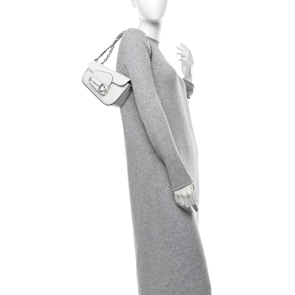 Calfskin Mini Horsebit 1955 Asymmetric Shoulder Bag Great White