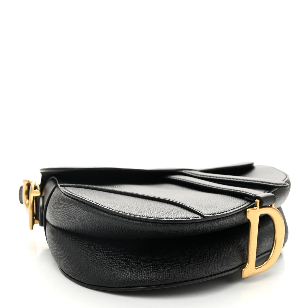 Grained Calfskin Saddle Bag Black