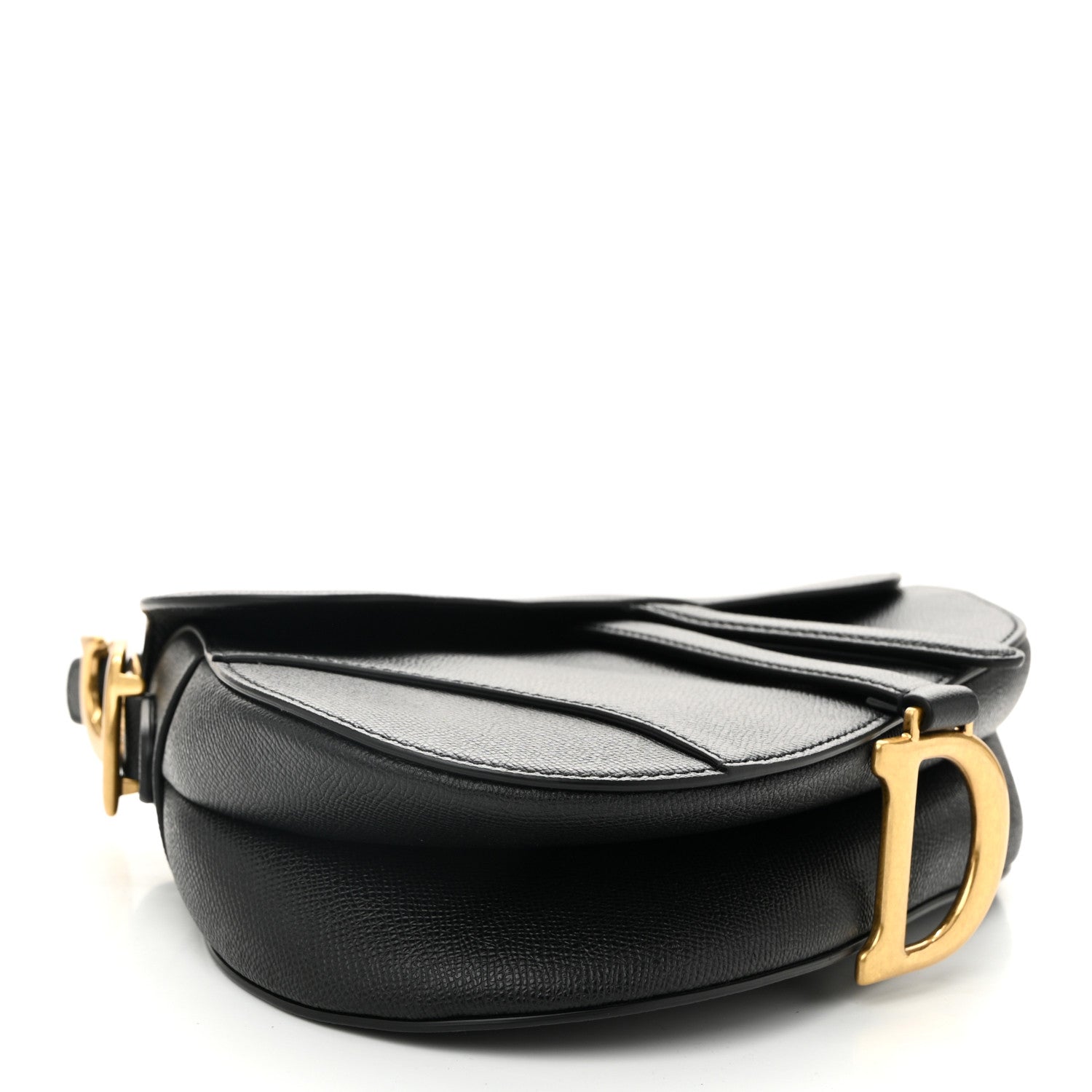 Grained Calfskin Saddle Bag Black