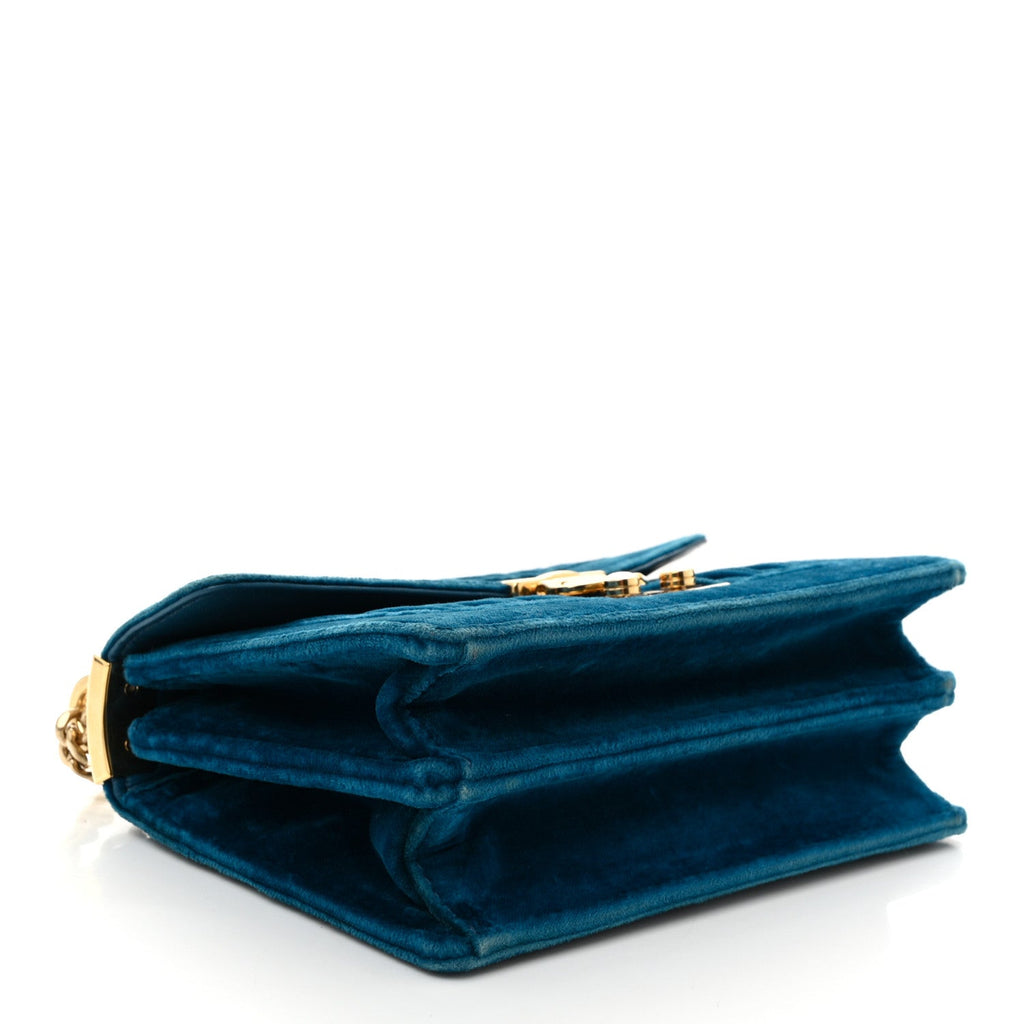 Velluto Matelasse Confidential Chain Shoulder Bag Cobalto