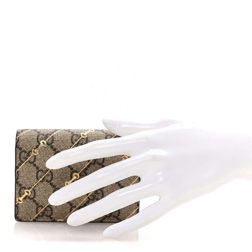 GG Supreme Monogram Calfskin Horsebit Print  Case Beige Ebony Light Pink