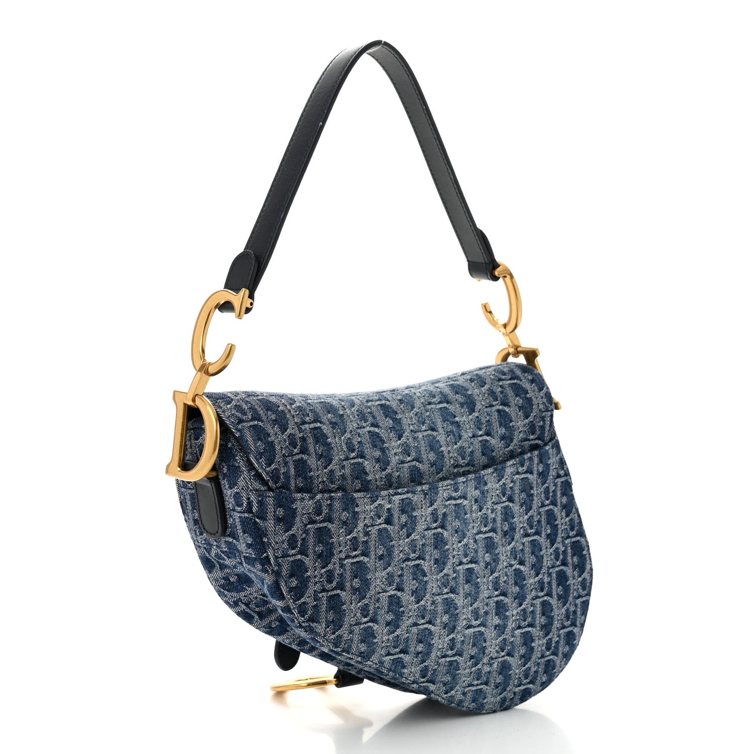 Denim Oblique Jacquard Saddle Bag Blue
