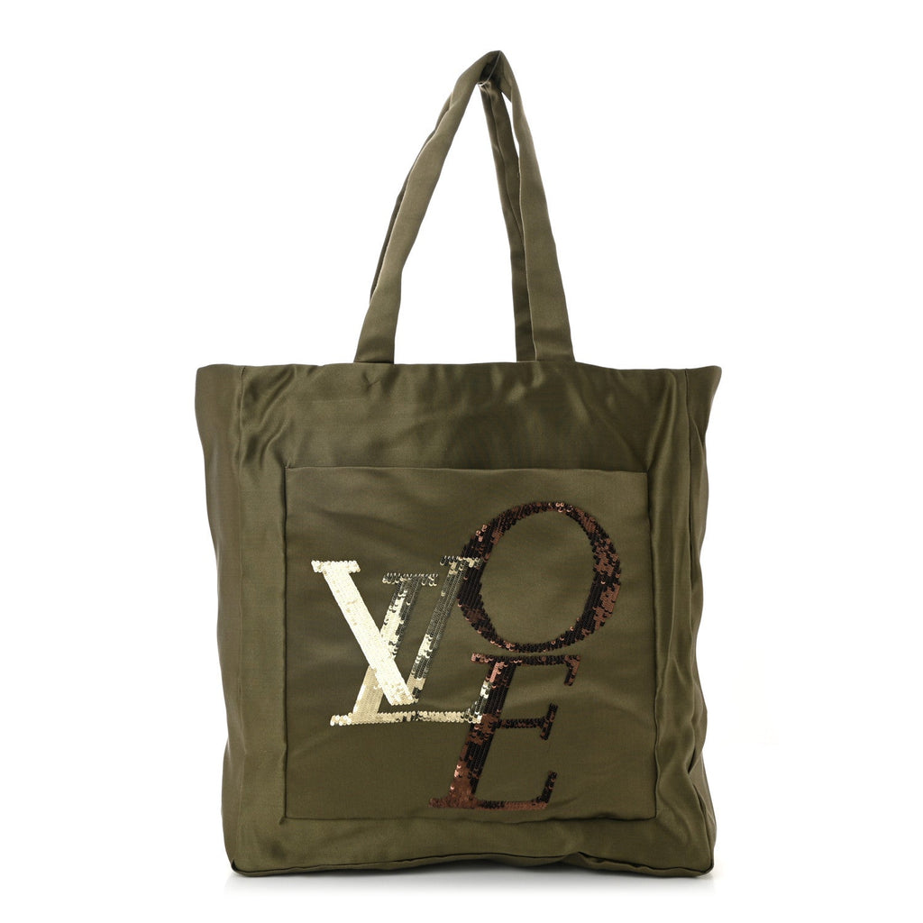 Satin Sequin Thats Love Tote Kaki