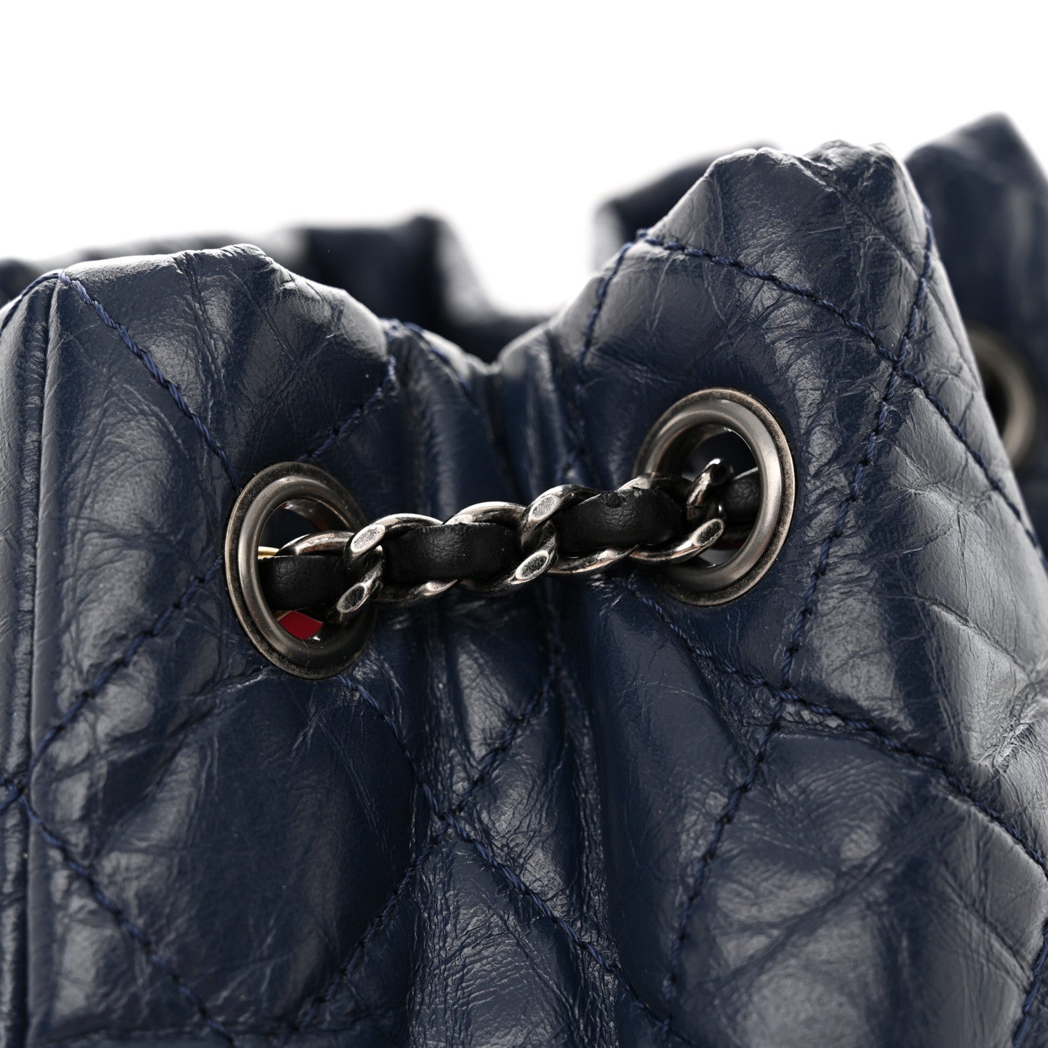 Aged Calfskin Quilted Gabrielle Backpack Navy Black