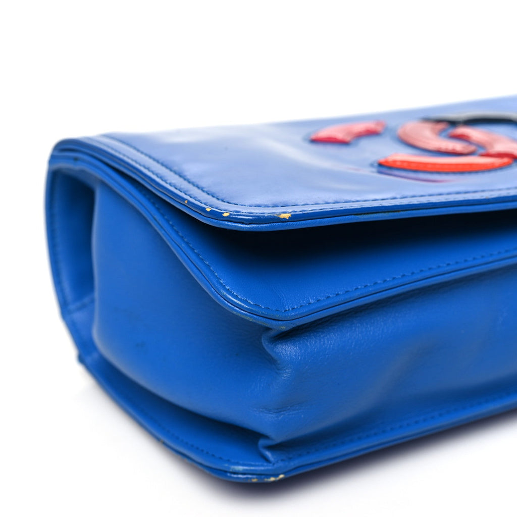 Vinyl Small Lipstick Flap Bag Blue Multicolor