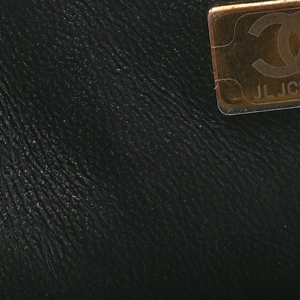 Lambskin Quilted Small Metal Top Handle Flap Black
