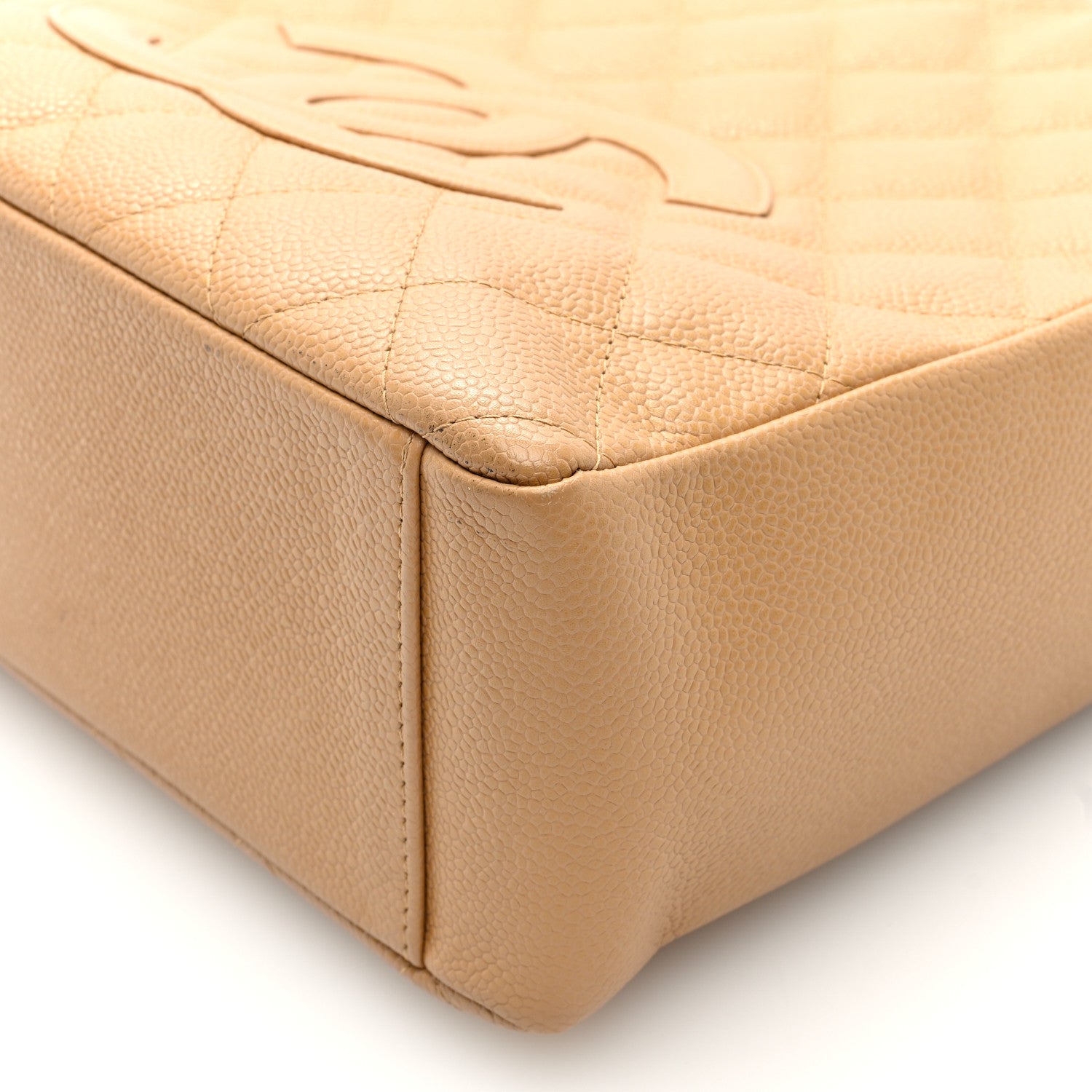 Caviar Quilted Petit Shopping Tote PST Dark Beige