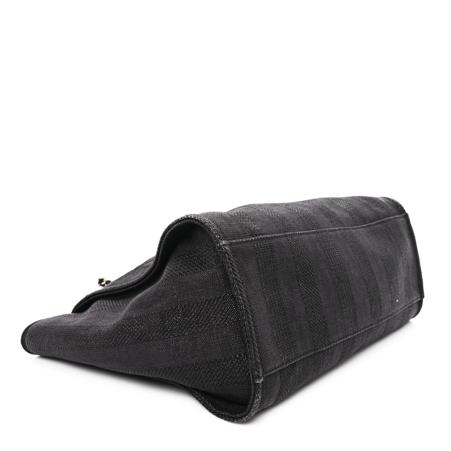 Mixed Fibers Calfskin Striped Medium Deauville Black