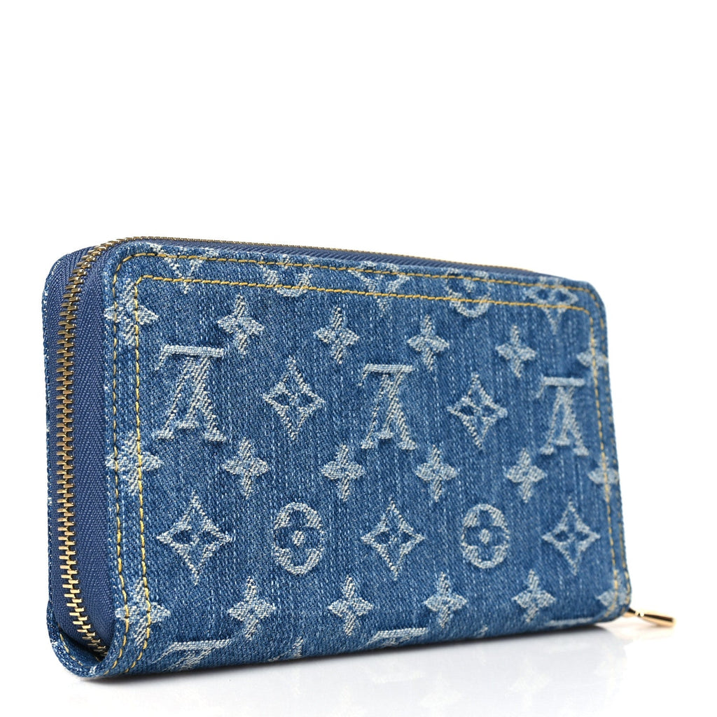 LV X TM Monogram Denim Cerises Zippy Wallet Blue