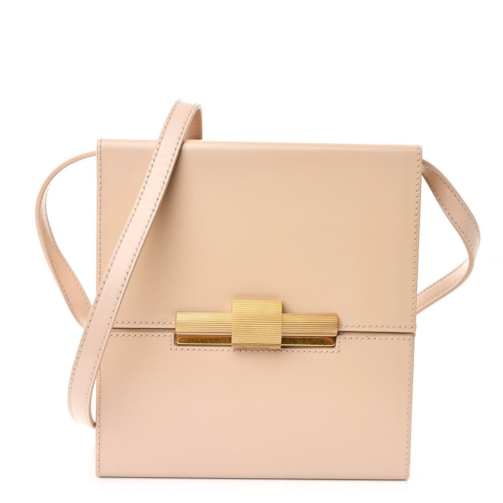 Calfskin Daisey Box Clutch  Beige