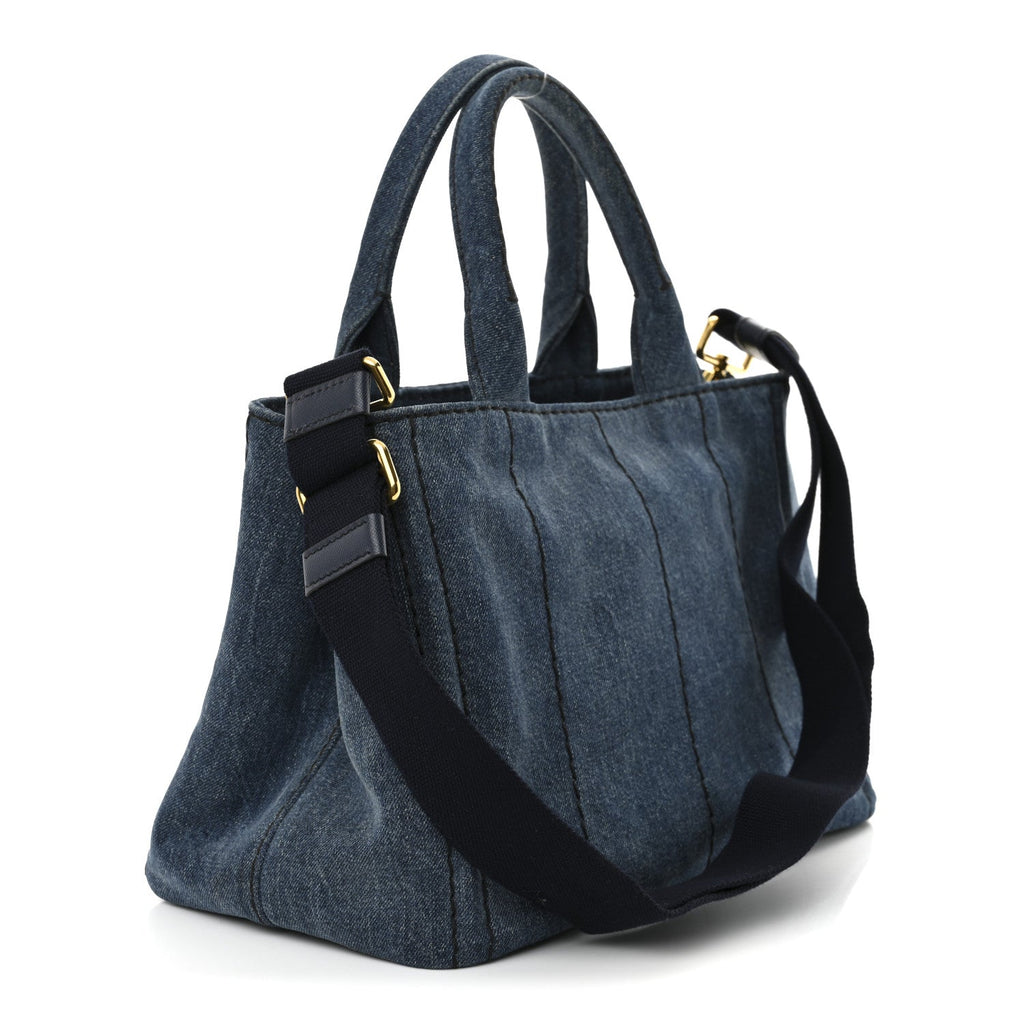 Denim Small Logo Tote Bleu