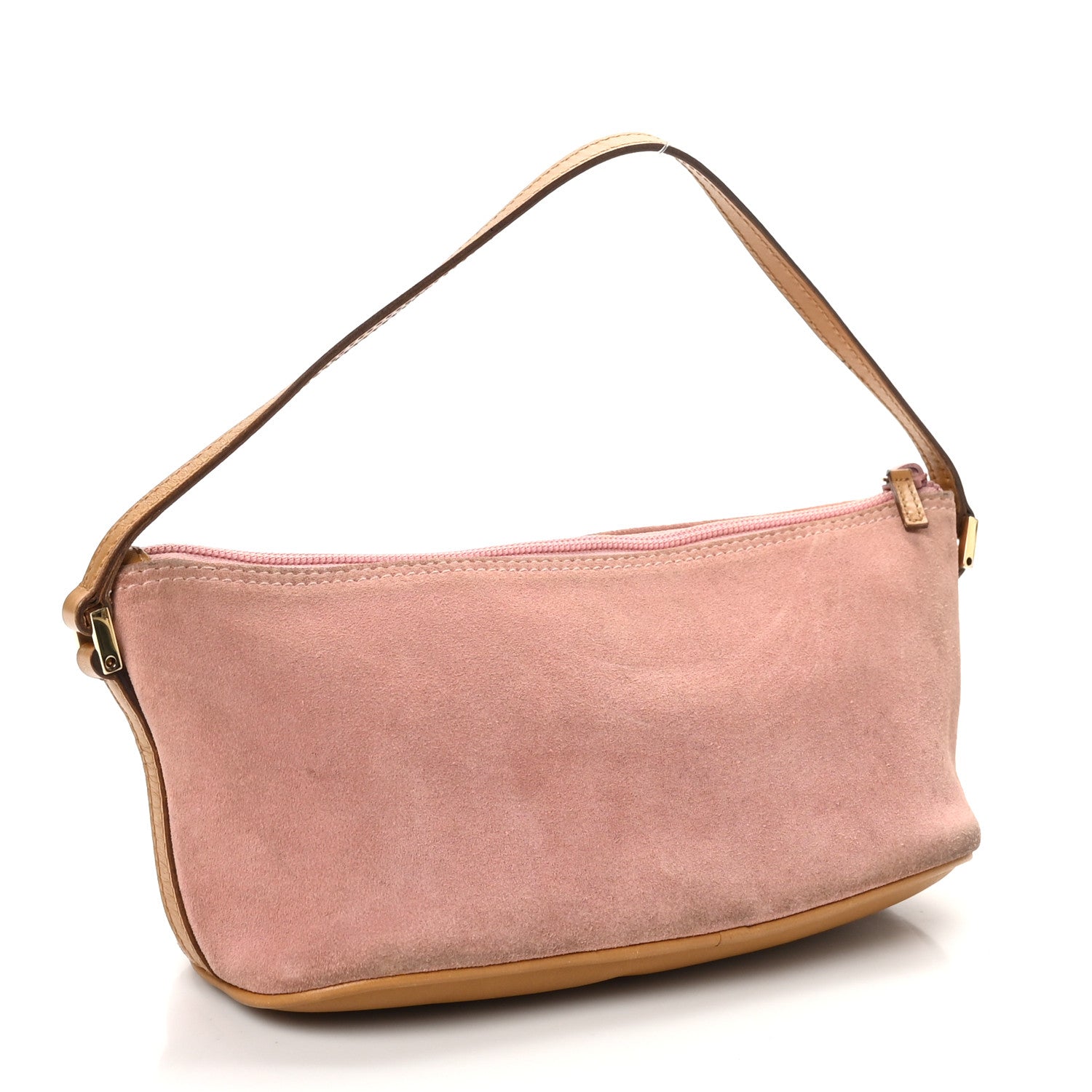 Suede Boat Pochette Pink Tan