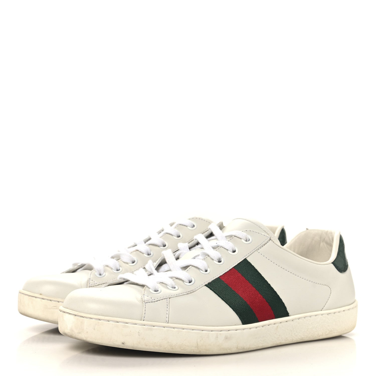 Calfskin Crocodile Web Mens Ace Sneakers 10 White Green