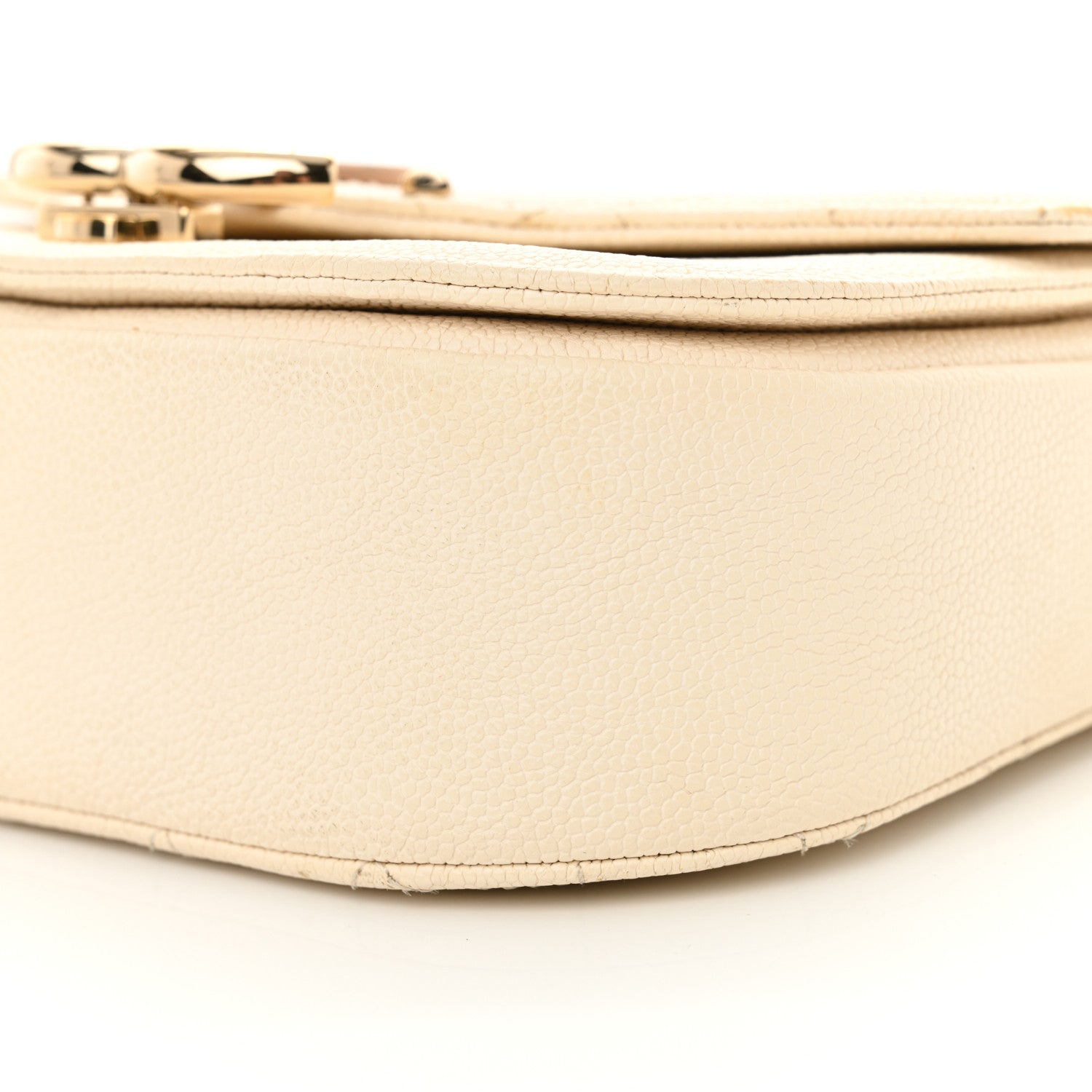 Grained Calfskin Quilted Small Cuba Top Handle Flap White