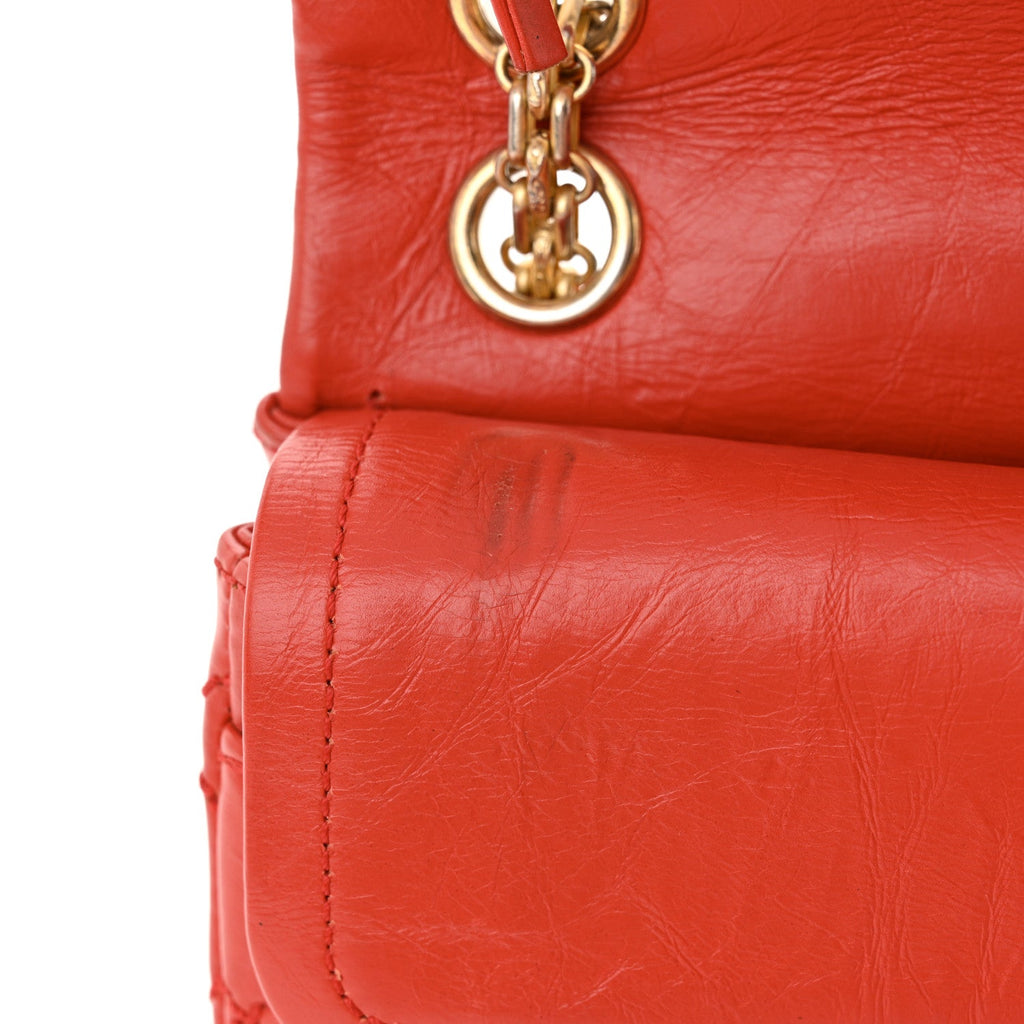 Aged Calfskin Quilted 2.55 Reissue Mini Flap Red