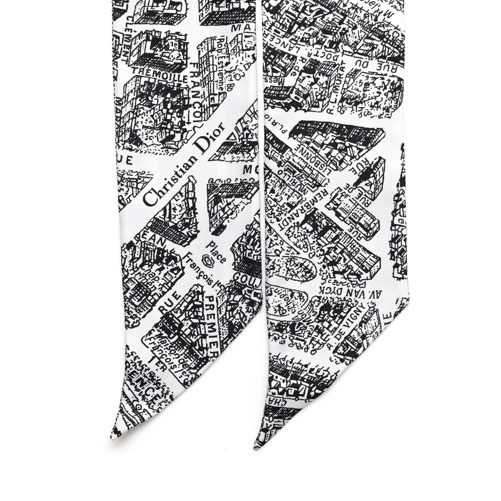 Silk Plan De Paris Mitzah Scarf White Black