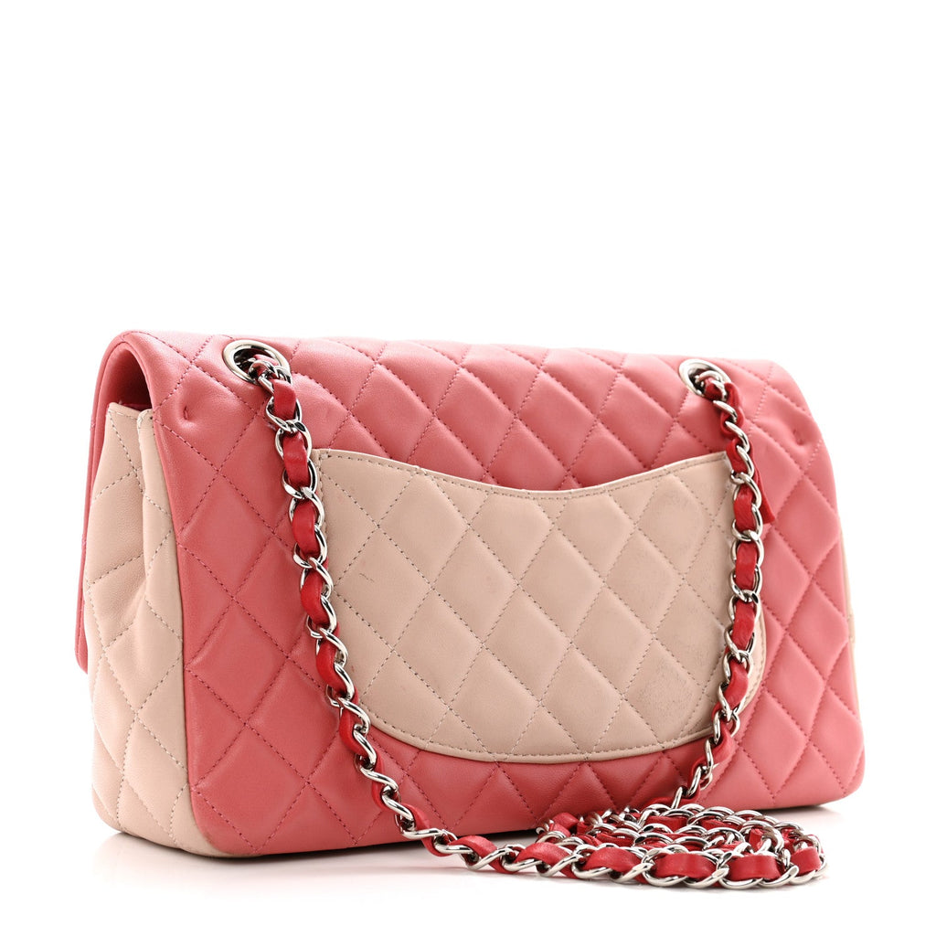 Lambskin Quilted Tri-Color Medium Valentine Charms Single Flap Pink