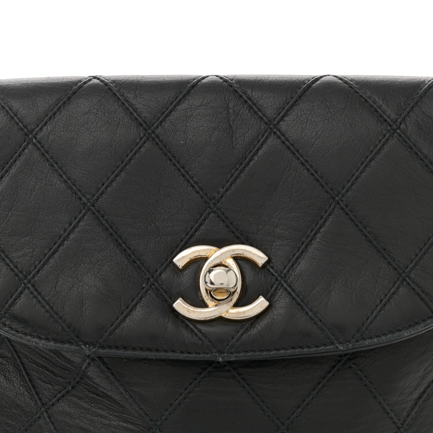 Lambskin Diamond Stitched Flap Waist Belt Bag 80 32 Black