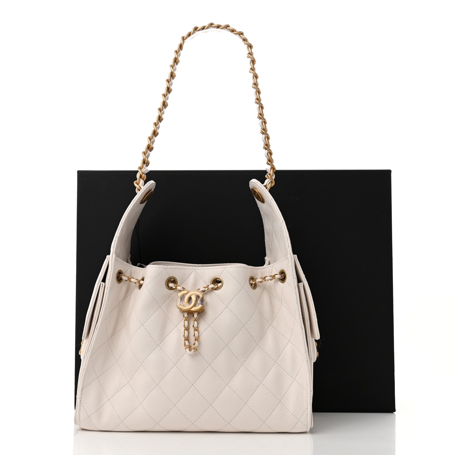 Caviar Quilted Small Chanel 25 Handbag White