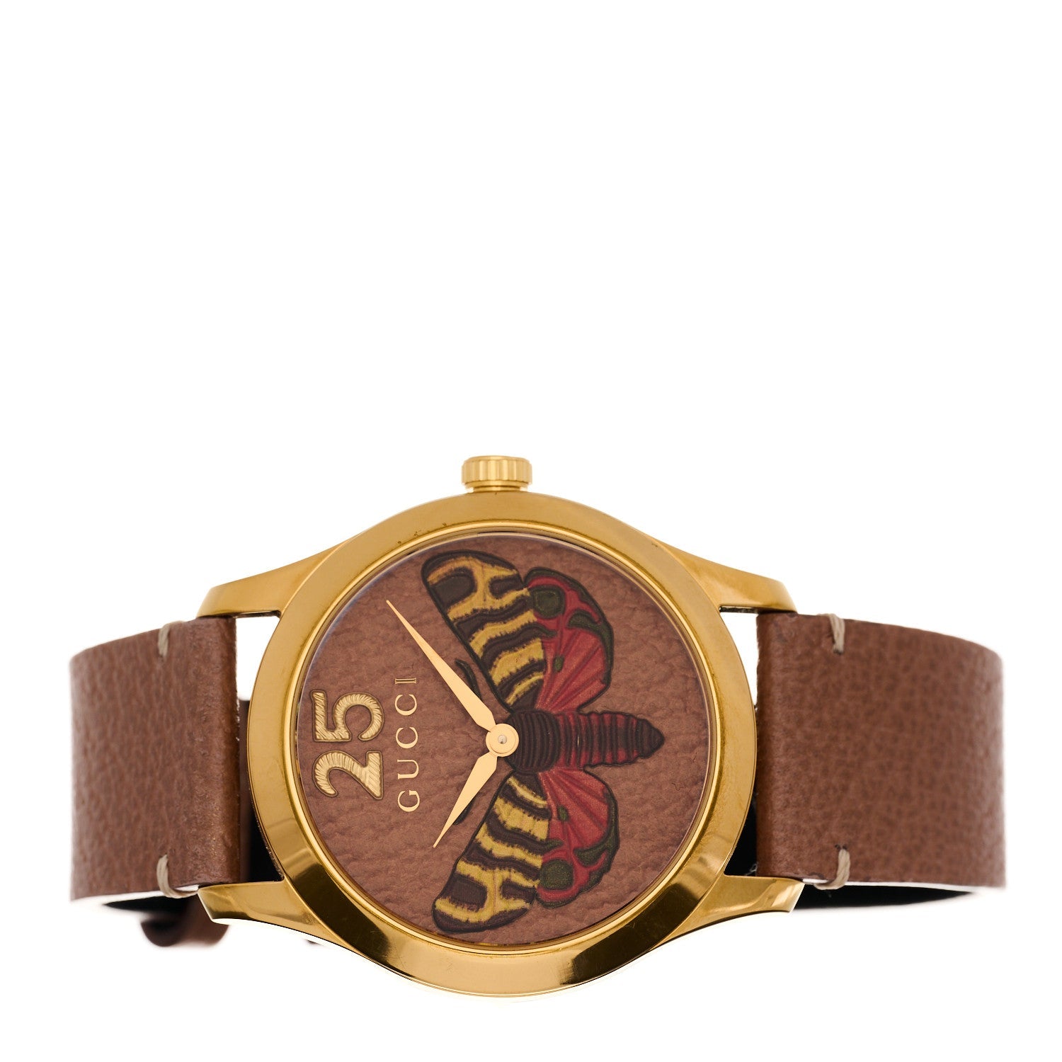 Stainless Steel Calfskin 38mm G-Timeless Moth Quartz Watch Brown