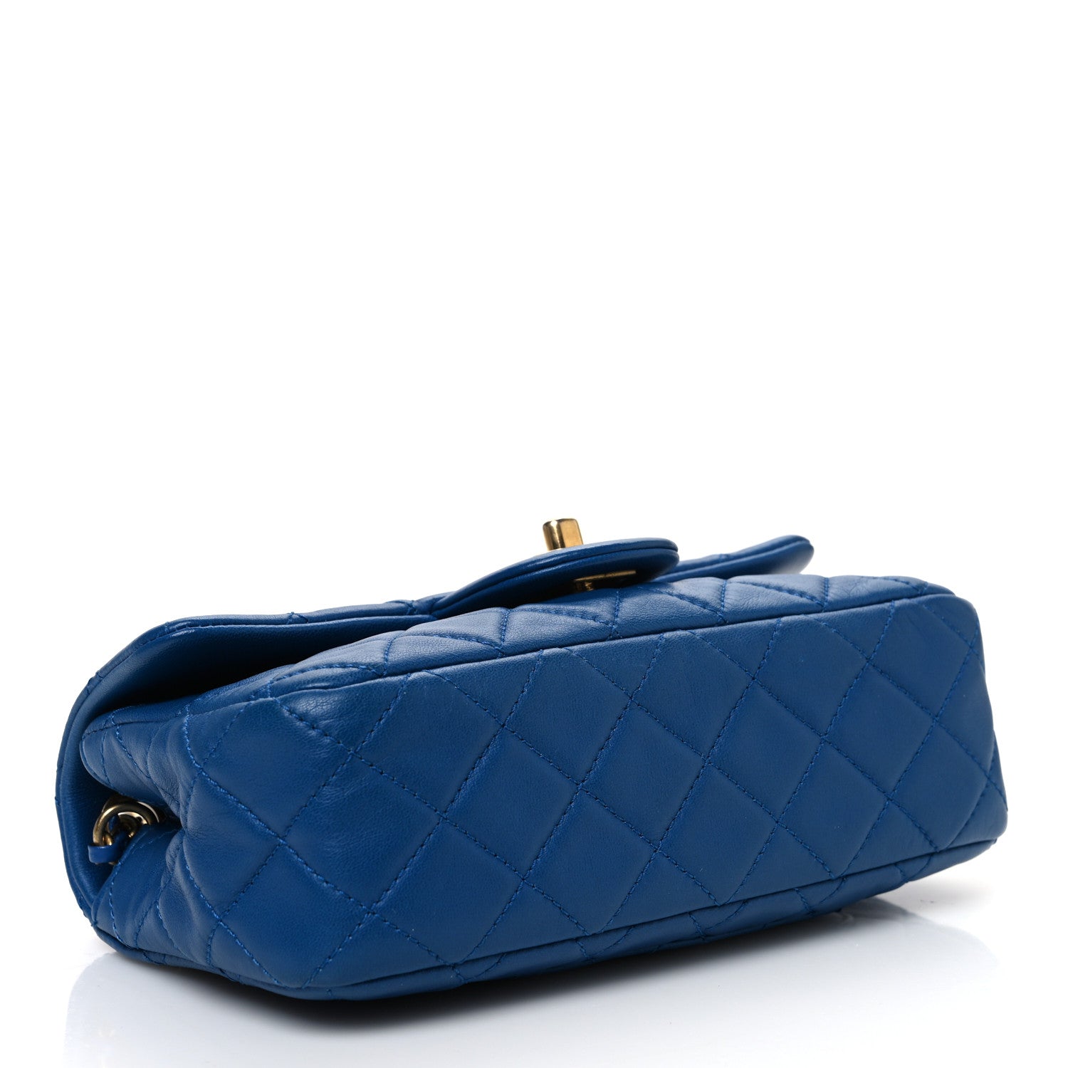 Lambskin Quilted Pearl Crush Mini Rectangular Flap Blue