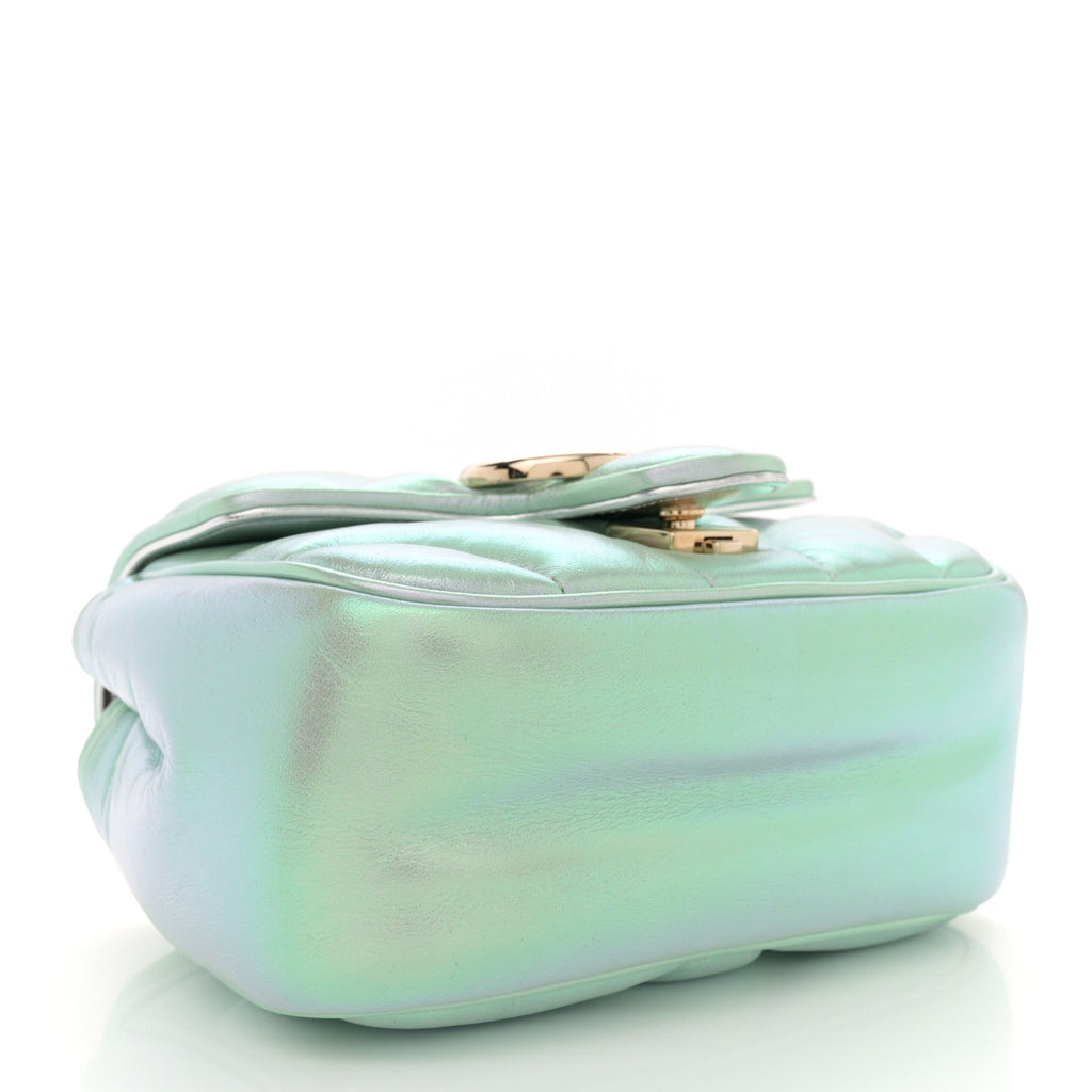 Iridescent Nappa Chevron Matelasse Mini GG Marmont Shoulder Bag