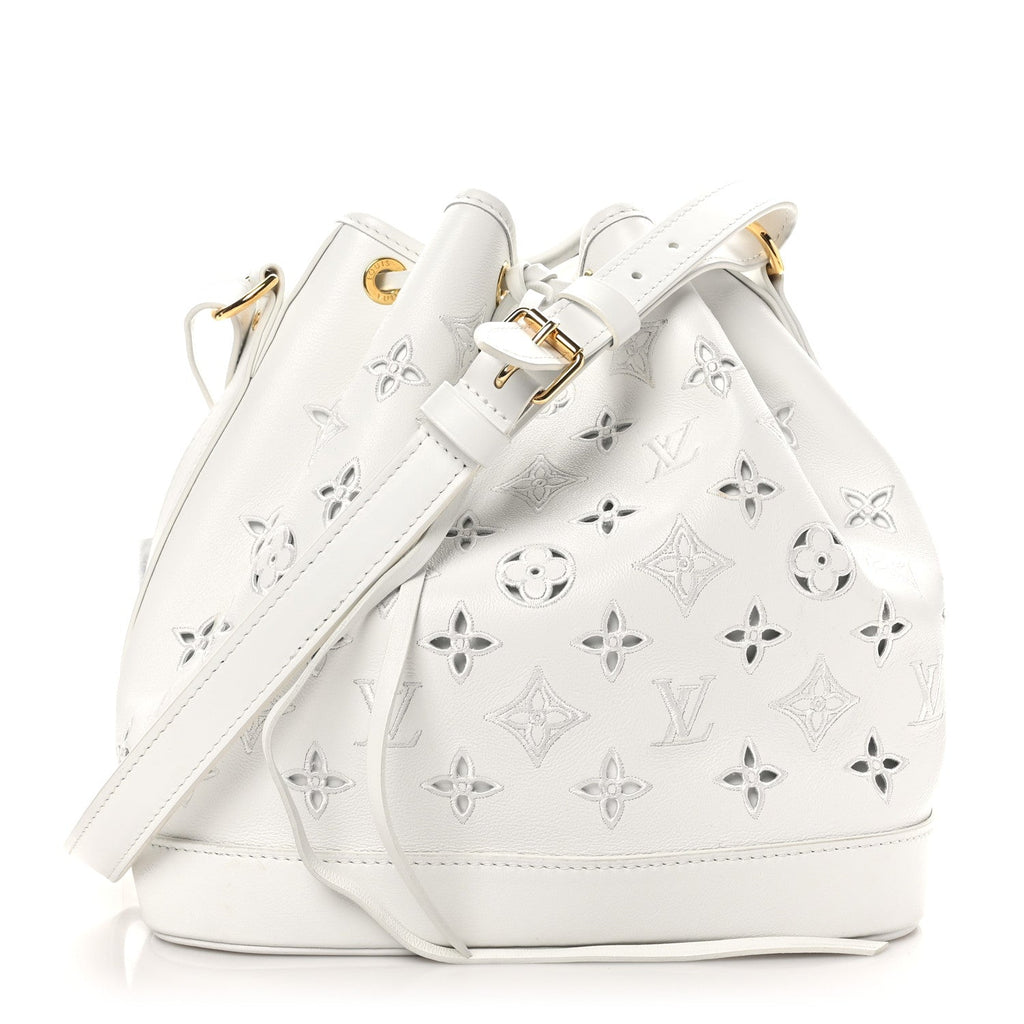 Calfskin Monogram Cutout Petit Noe White
