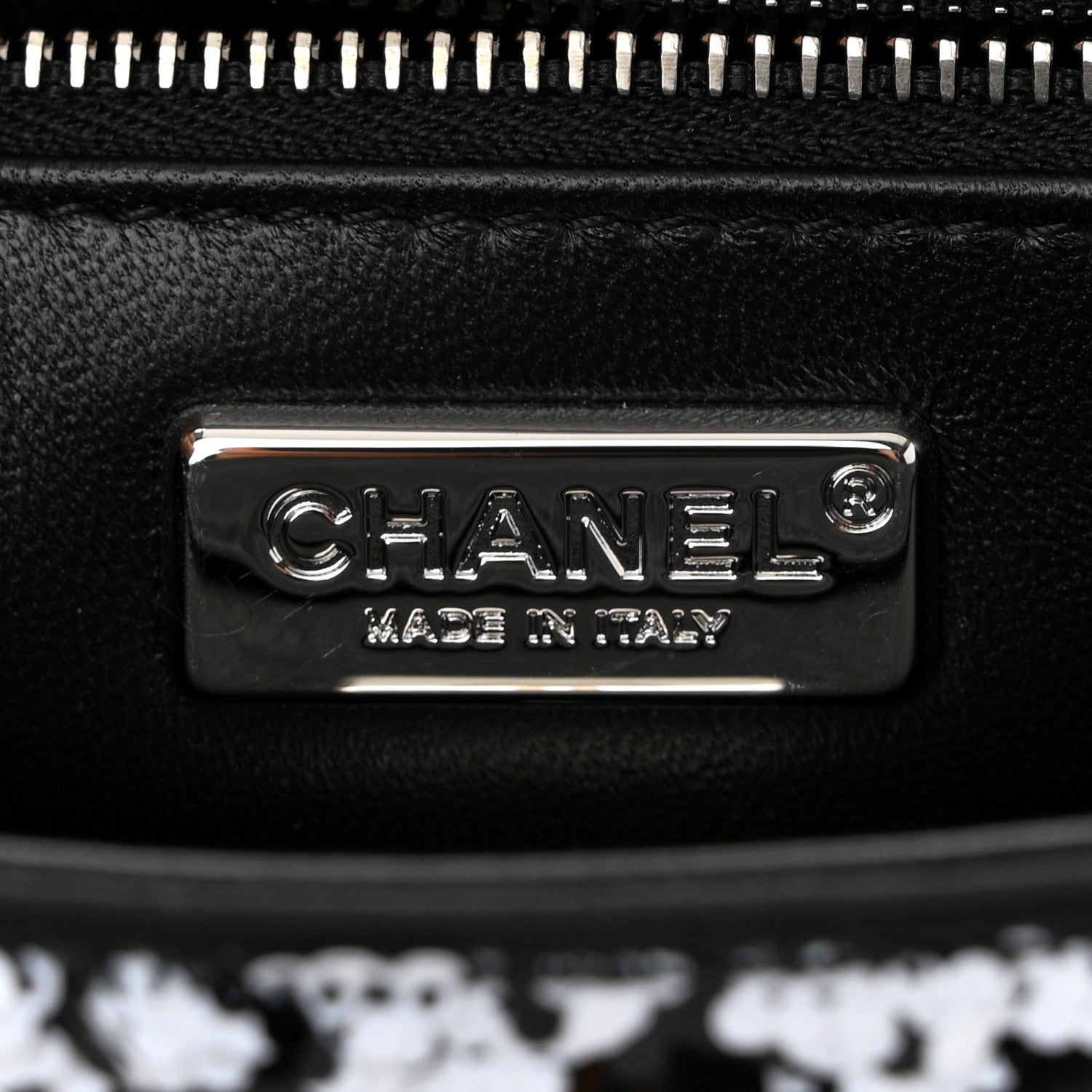 Sequin Houndstooth Medium Flap Black White