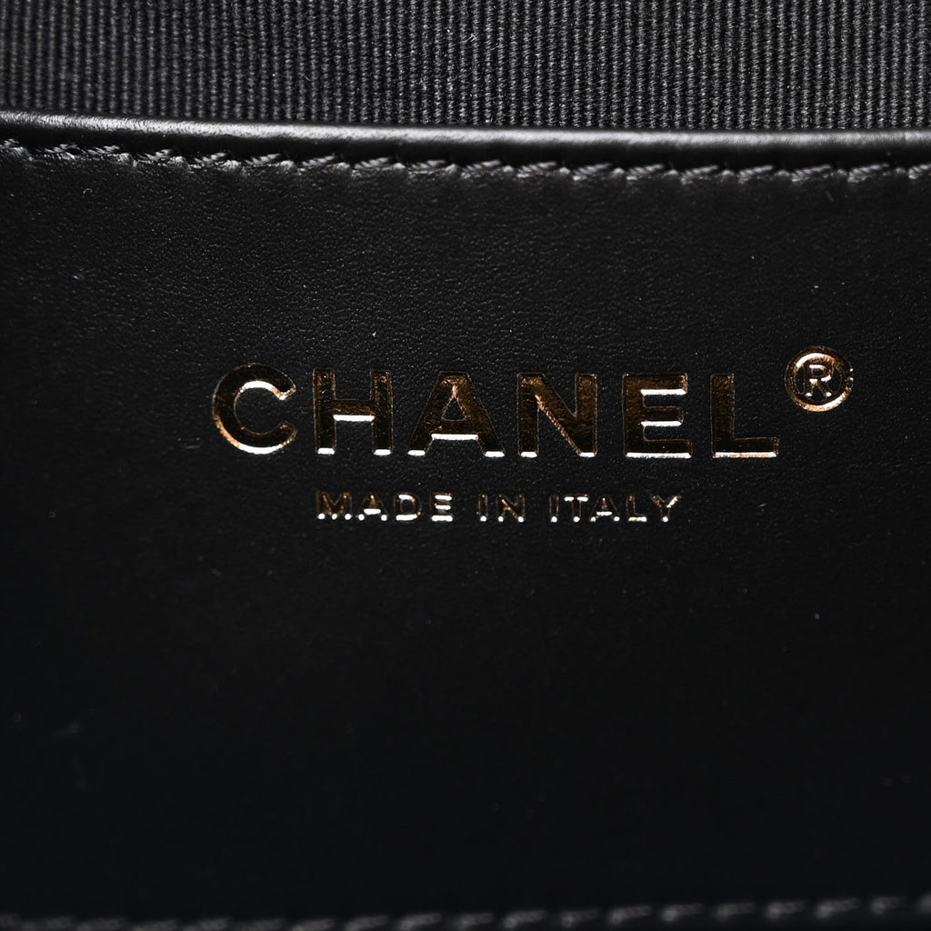 Lambskin Quilted Logo Mini Backpack Black