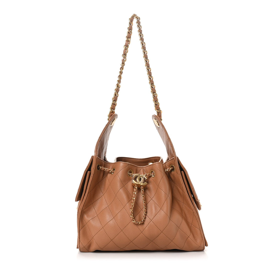 Caviar Quilted Small Chanel 25 Handbag Brown
