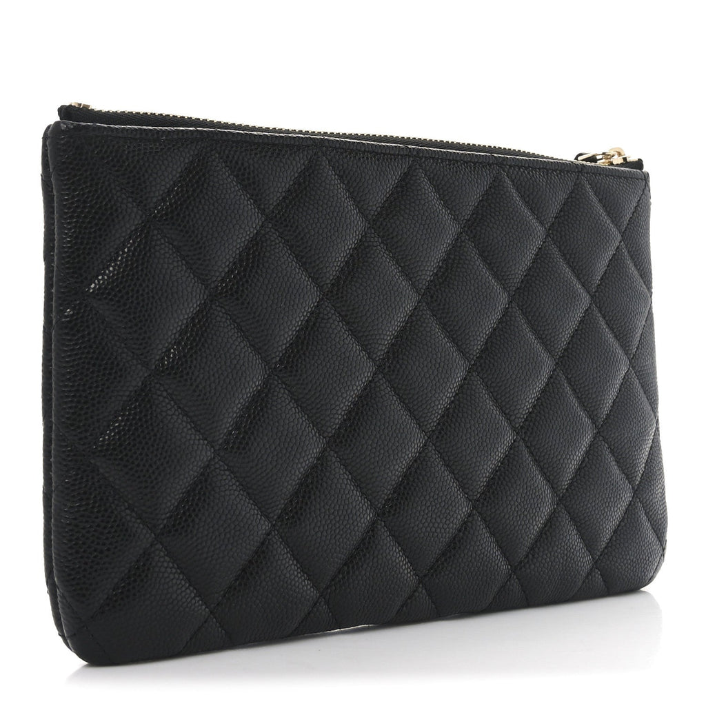 Caviar Quilted Crystal Enamel Cosmetic Case Black