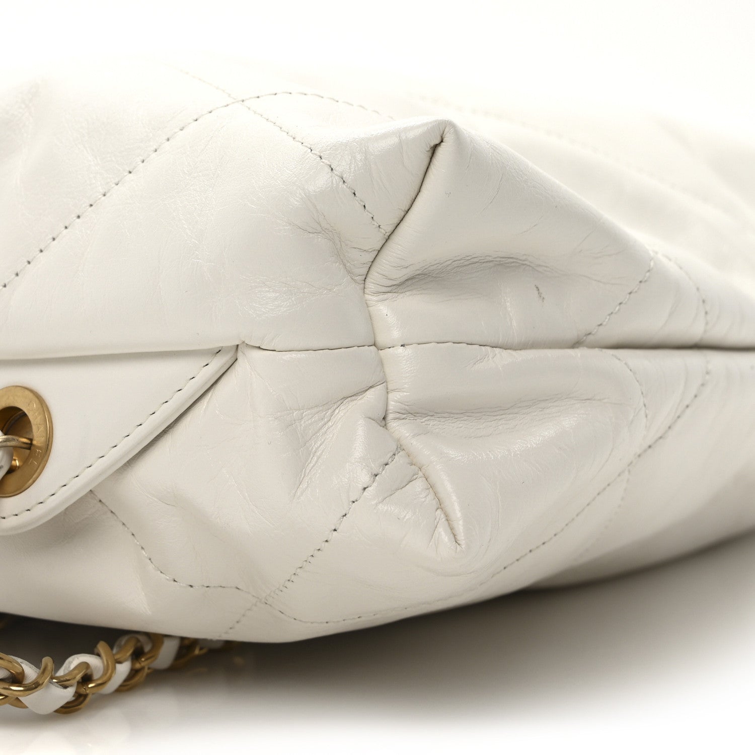 Shiny Calfskin Quilted Chanel 22 Backpack White
