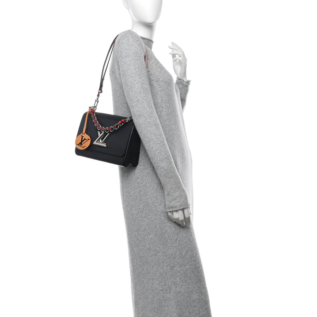 Epi Twist Braided Strap Shoulder Bag MM Black Red