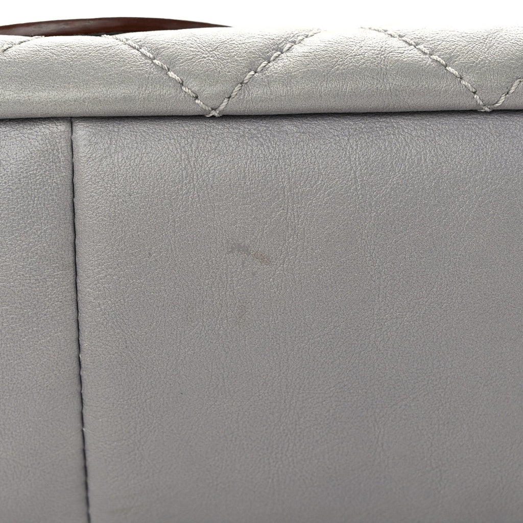 Calfskin Large Country Chic Flap Grey
