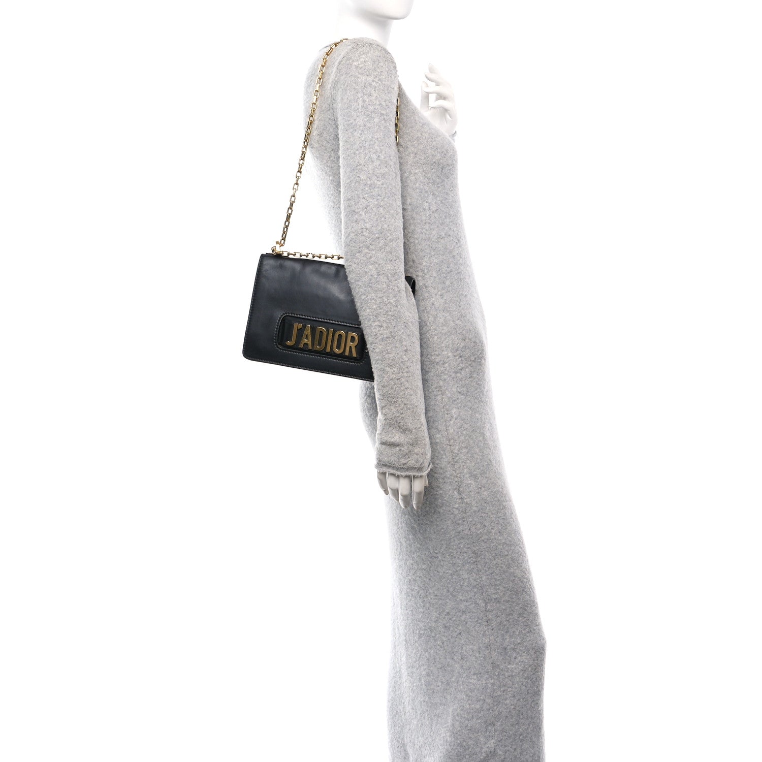 Calfskin J'Adior Chain Flap Bag Black