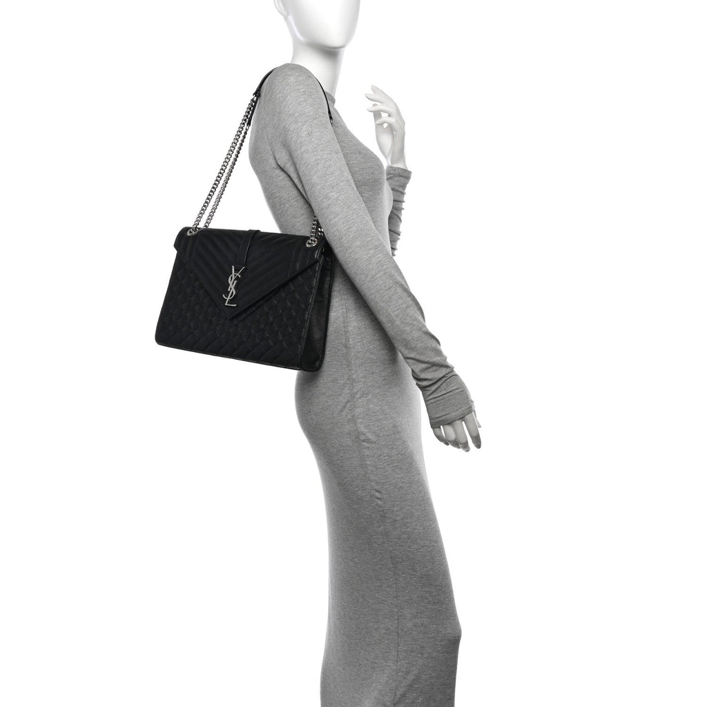 Grain De Poudre Large Tri-Quilt Monogram Satchel Black