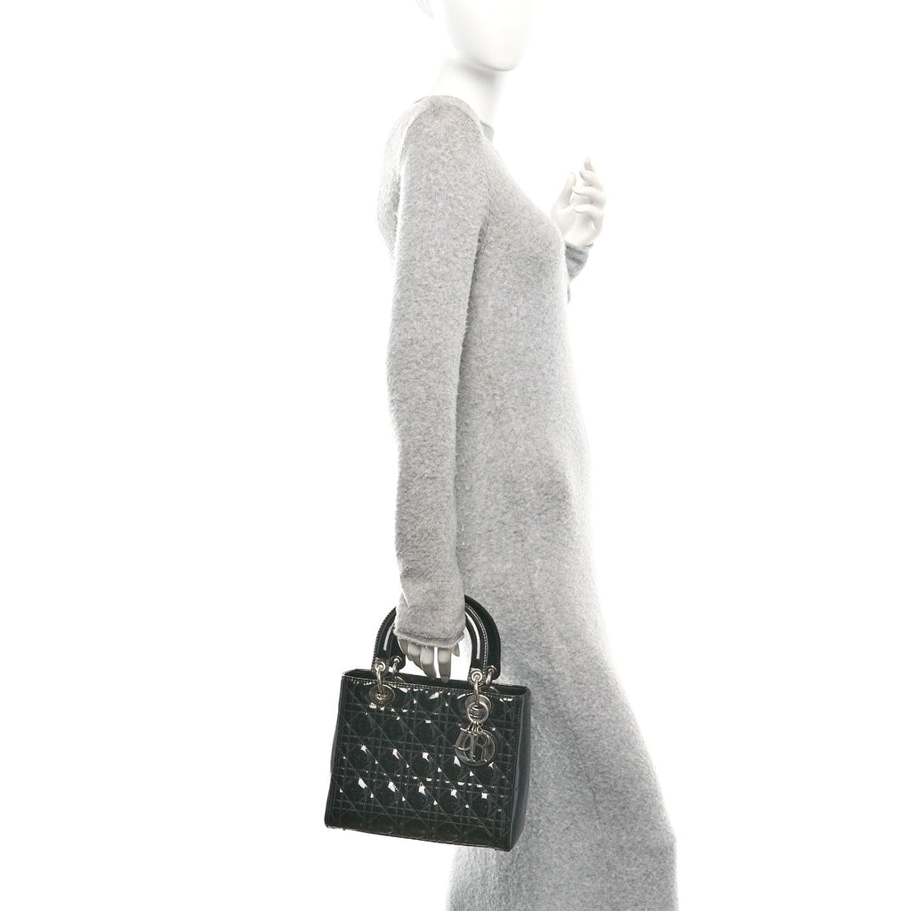 Patent Cannage Medium Lady Dior Black