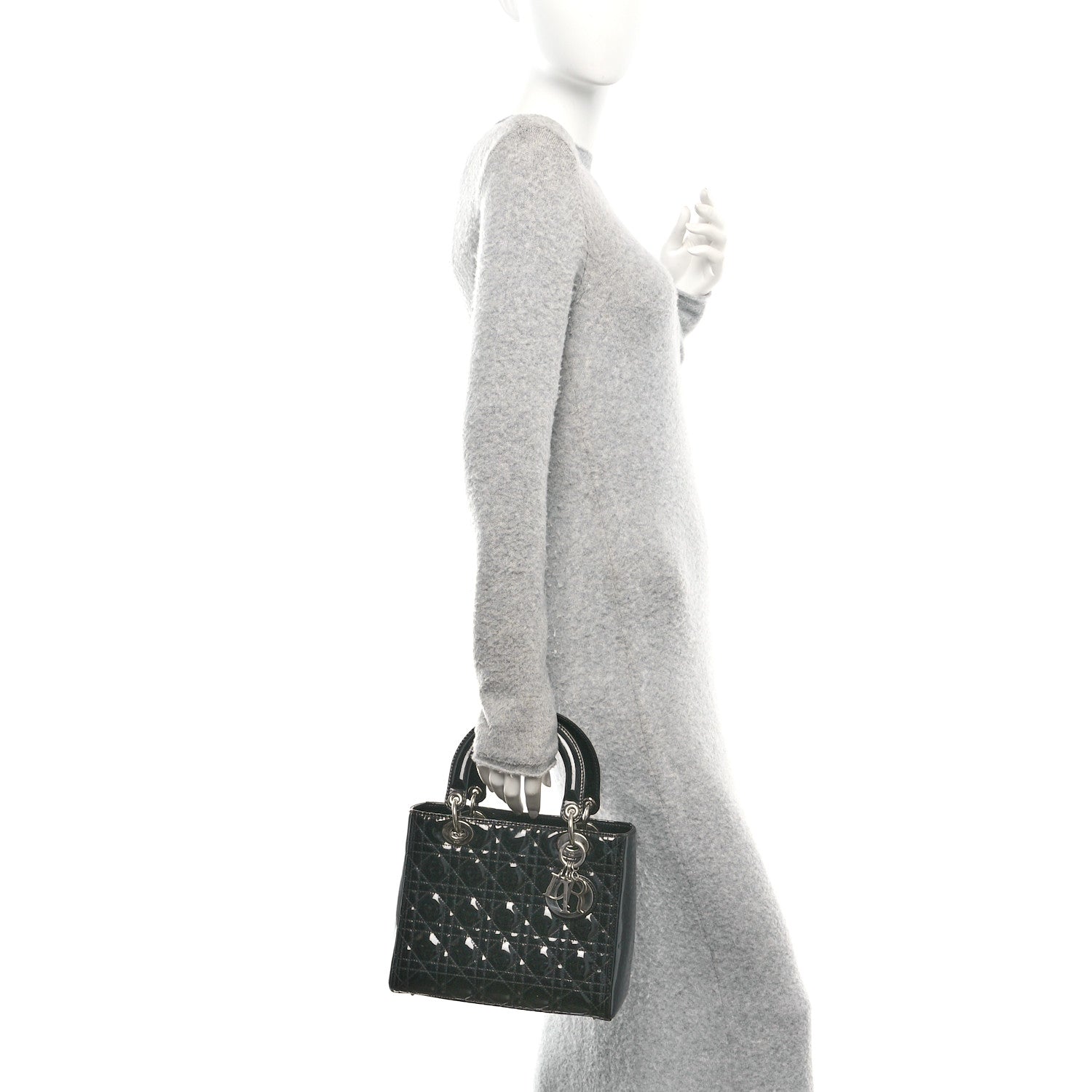 Patent Cannage Medium Lady Dior Black