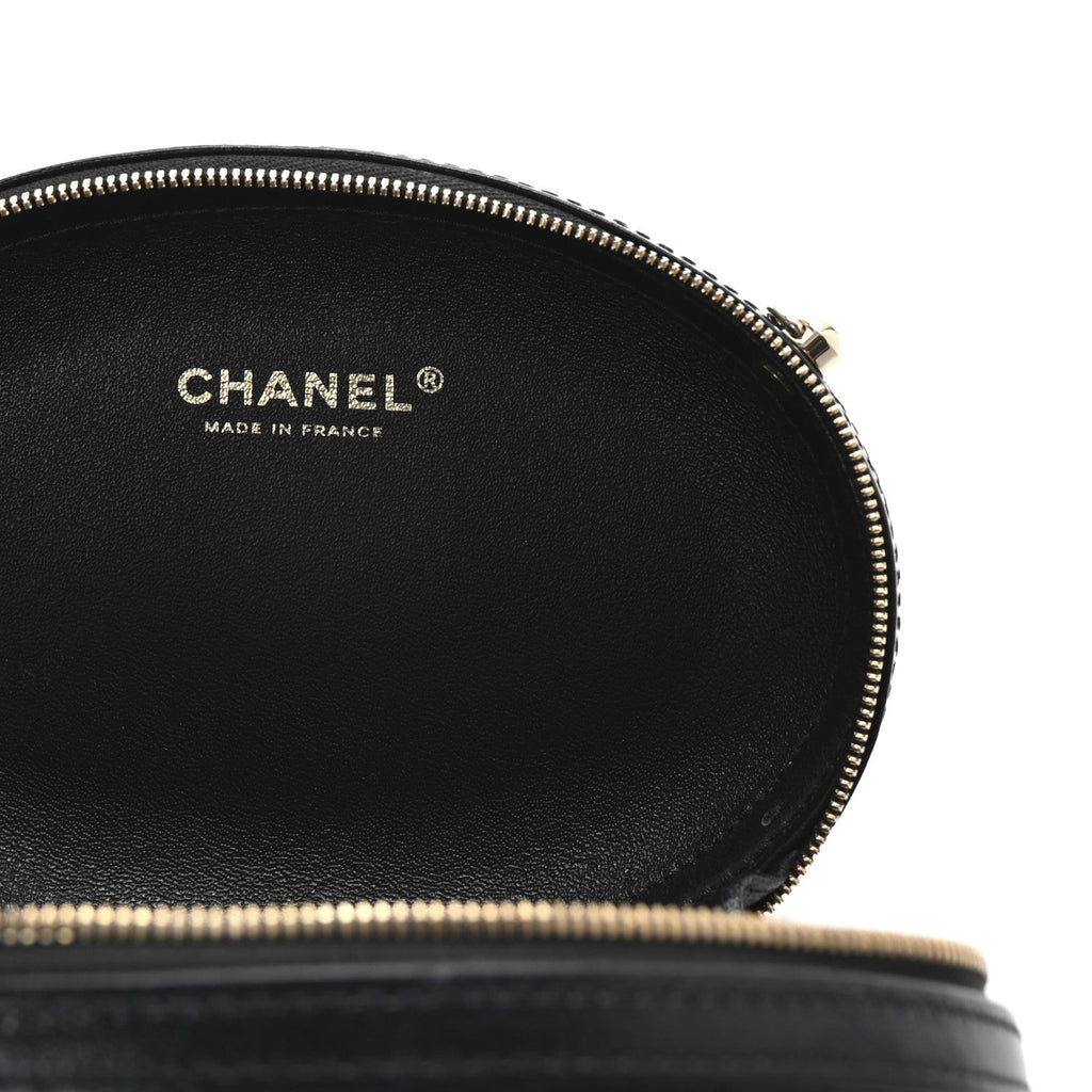 Calfskin Chevron Stitched Evening Bag Black