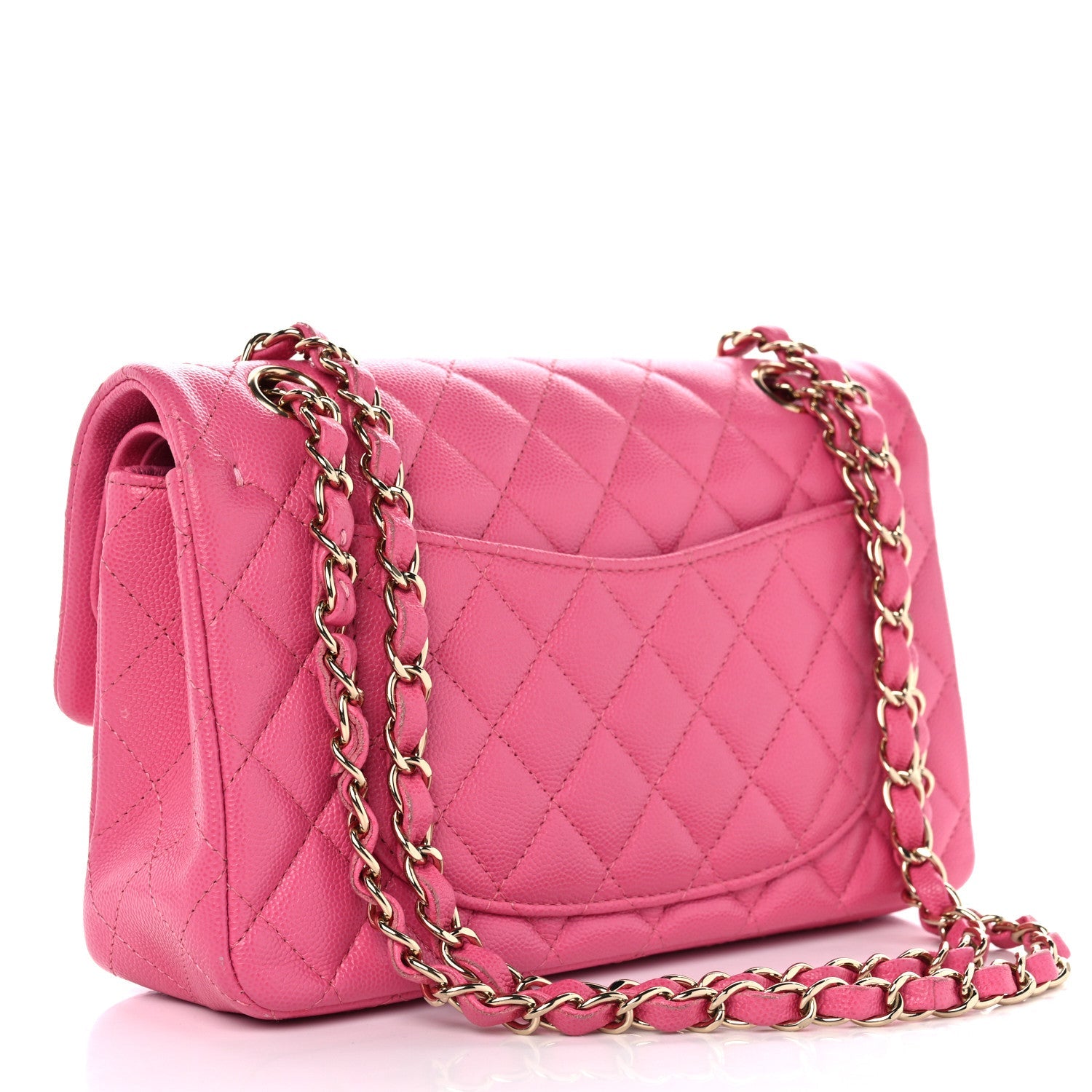 Caviar Quilted Small Double Flap Pink